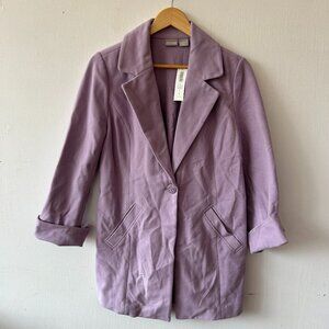 Chicos Knit Plush Single Button Jacket Womens 8 Lilac Fog NWT Chicos 1